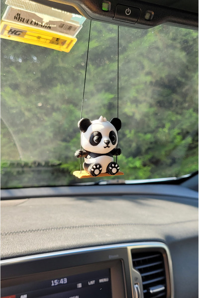 hobier Sallanan Panda Dikiz Ayna Süsü, Salıncaklı Sevimli Panda Araba Süsü, S...