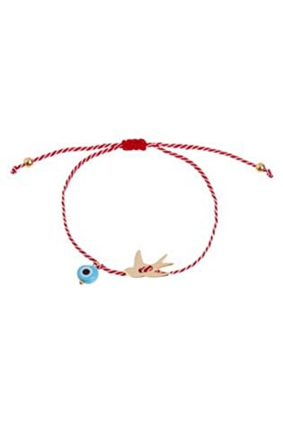 OEM Brățară Mărțișor cu Rândunică Aurie și Ochi Albastru - 5 buc