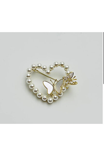 ShinyBeauty Broșă elegantă cu perle în formă de inimă