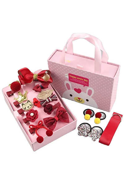 ORVİCA 18'li Hediyelik Çanta Kutulu Toka Seti - Kız Çocuk Yıldız Fiyonk Çıtçı...