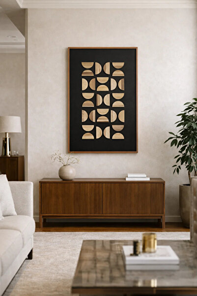 MARIA HOMES Modern 3D Wood Wall Art Geometric Abstract Large Panel for Living...