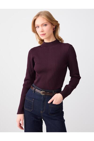 Jimmy Key Purple Slim Fit Turtleneck Knitwear Sweater