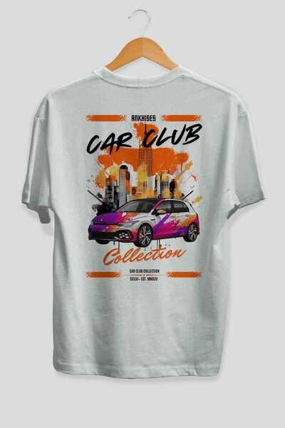 Ankhises Tricou supradimensionat alb cu imprimeu pe spate din seria Car Club ...