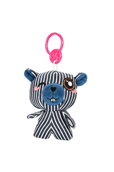 Sunman Threadz Charmz Plush Keychain 00937 Blue White Stripes