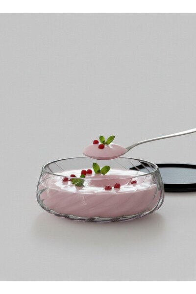 FARALYAHOME Acacia Lid Patterned Glass Presentation Bowl 23X7 cm Salad Bowl D...