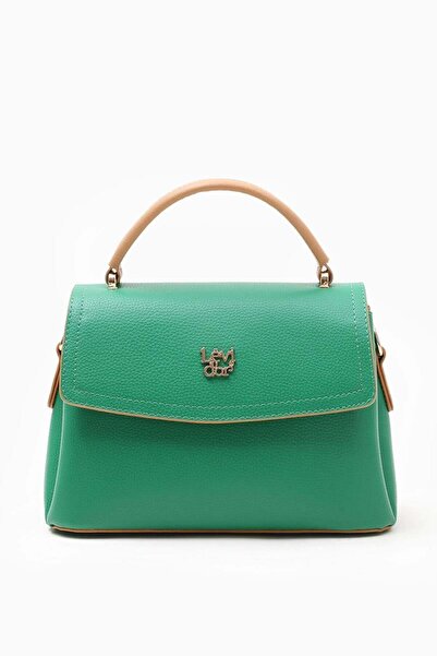 Levidor Grass Green - Camel Rectangular Multi-Compartment Handbag