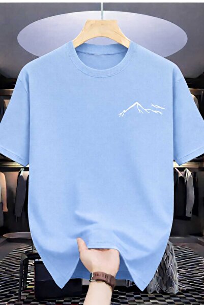 New Shine Mountain Printed Baby Blue Tshirt