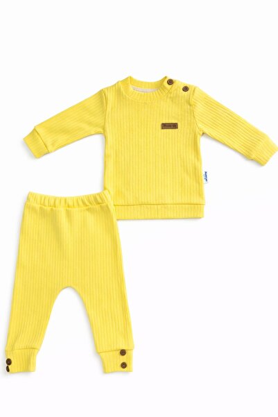 Bebek Sarı Fitilli 2'li Takım Uzun Kollu Sweatshirt & Pantolon