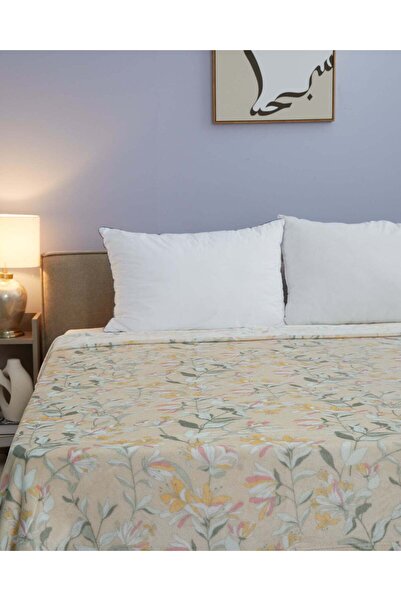 REDTAG Beige Floral Printed Blanket (Double Size)