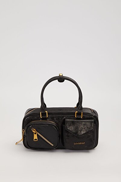 Levidor Black double compartment handbag