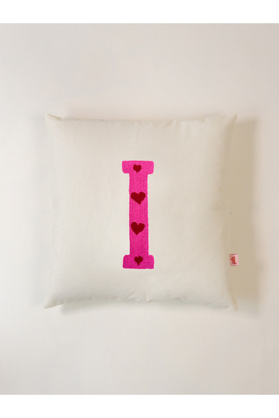 Galia Tasarım Valentine's Day Special Letter I Decorative Pillowcase with Heart