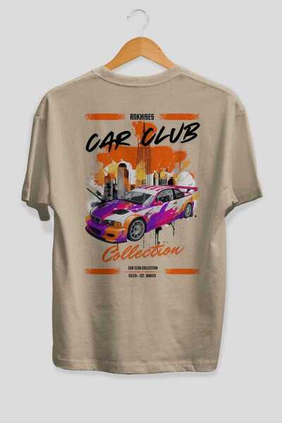 Ankhises Tricou supradimensionat bej cu imprimeu pe spate din seria Car Club ...