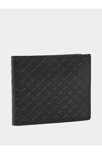 Styli Black Textured Bifold Wallet for Men