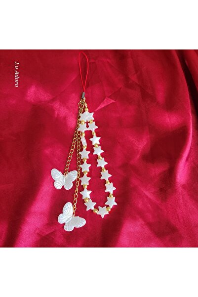 LO ADORO إكسسوار هاتف على شكل قلب وفراشة وقطة، حزام هاتف للنساء، سلسلة مفاتيح...