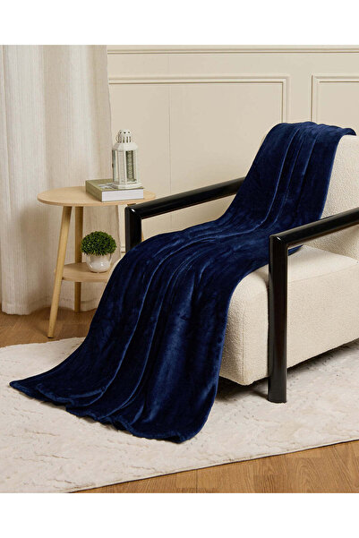 REDTAG Navy Flannel Blanket (Double Size)