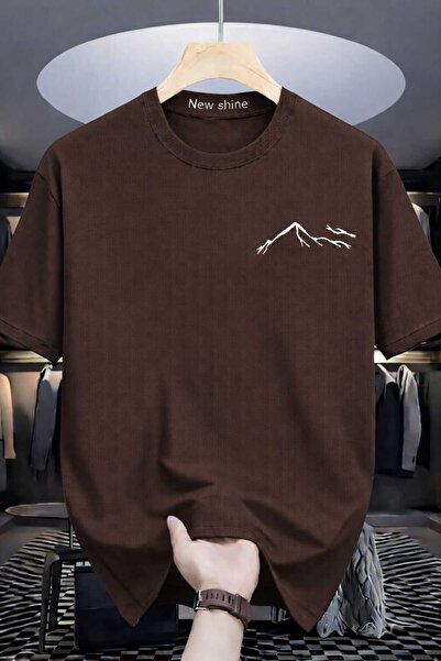 New Shine Mountain Printed Brown Tshirt