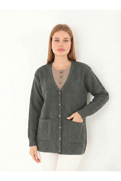 Lanze Mother Buttons Full Knit Large Size Knitwear Cardigan 1608