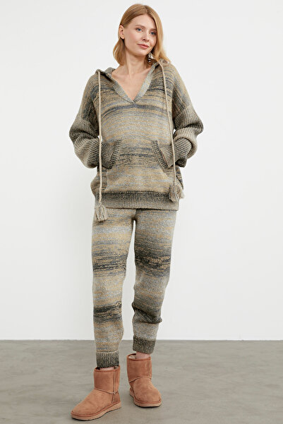 Sementa Hooded Multi-Colored Knitwear Set - Gray