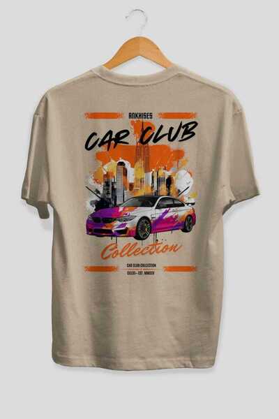Ankhises Automobilski klub serija 16 zadnji Štampano bež Oversize kroj T-shir...