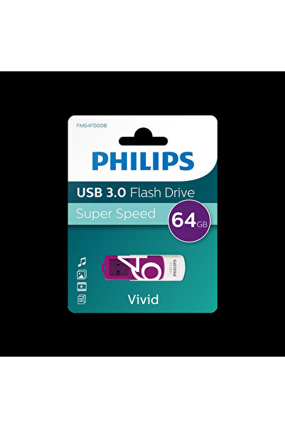 Philips Fm64fd00b, 64gb, Usb 3.0, Vivid, Mor, Flash Disk