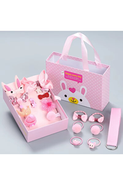 ORVİCA 18'li Hediyelik Çanta Kutulu Toka Seti - Kız Çocuk Yıldız Fiyonk Çıtçı...