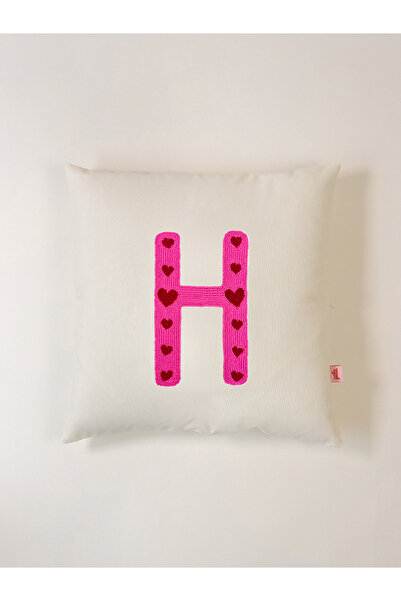 Galia Tasarım Valentine's Day Special Letter H Decorative Pillowcase with Heart