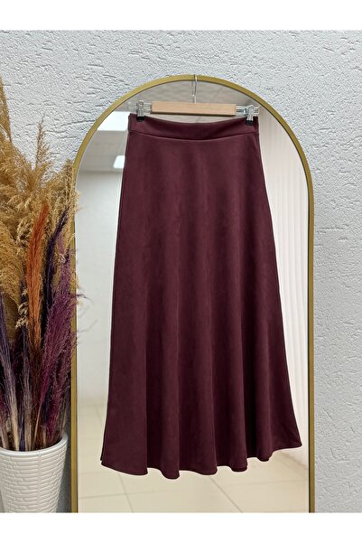 MİHRA STORE Gönül Suede Skirt Mt.001-Bn4272 Plum