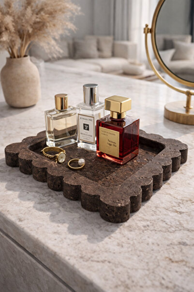 helya marble Noir Travertine Presentation & Organizer Tray – Dark Tone