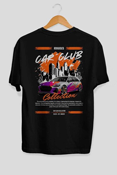 Ankhises Μπλουζάκι Car Club Series 1 με στάμπα στο πίσω μέρος, μαύρο, oversiz...