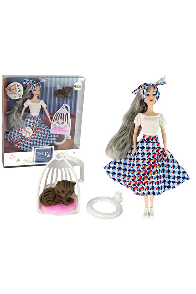 Three top online Бебешка кукла Емили с сива коса и котенце - люлка