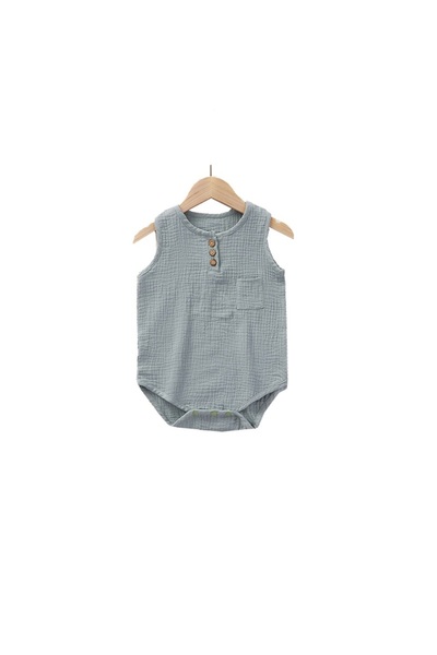 REDQUIT ® Muslin Baby Bodysuit, Summer, 9-12 Months, Blue