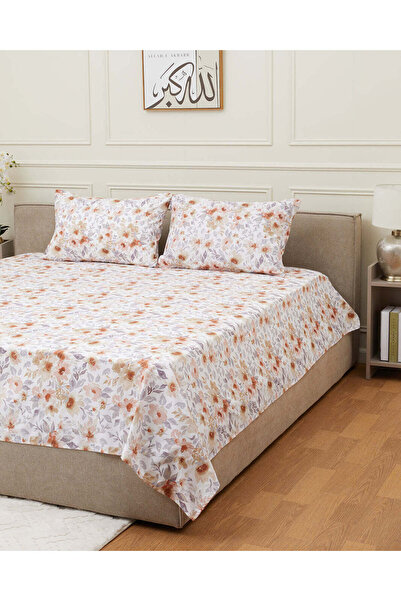 REDTAG Pink Floral Printed Flat Sheet (King Size)