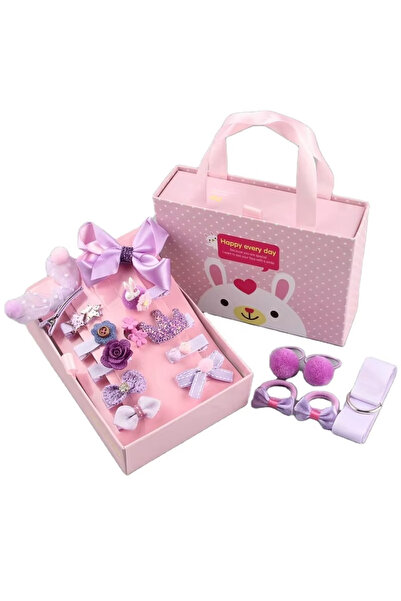 ORVİCA 18'li Hediyelik Çanta Kutulu Toka Seti - Kız Çocuk Yıldız Fiyonk Çıtçı...