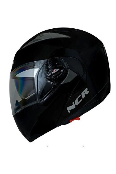 NCR 158 PARLAK SİYAH ÇENE AÇILIR MOTOSİKLET KASKI ECE 22.06 ve DOT