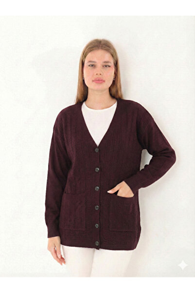 Lanze Mother's Buttoned Full Knit Knitwear Cardigan 04
