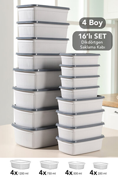 Meleni Home Set of Striped Rectangular Storage Containers - Microwave Safe Fo...