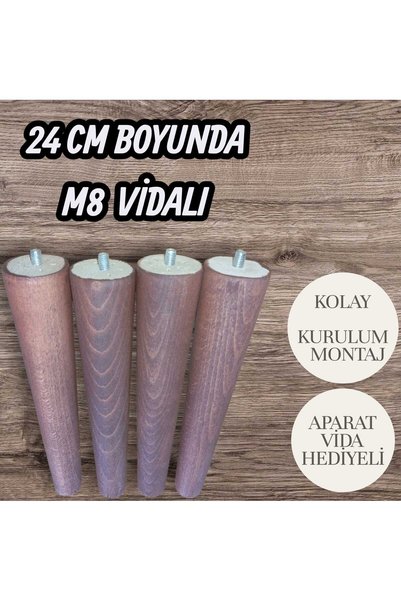 Ema orman 24cm ahşap 5 lik konik ayak demir aparatlı