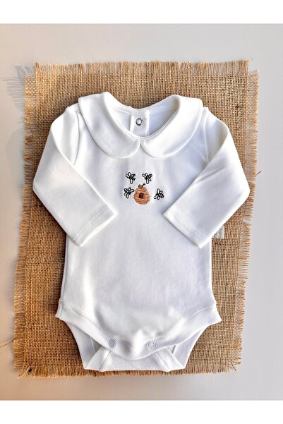 Mama Miel Baby Honey Bee Embroidered Snap Fastener Bodysuit - 100% Cotton