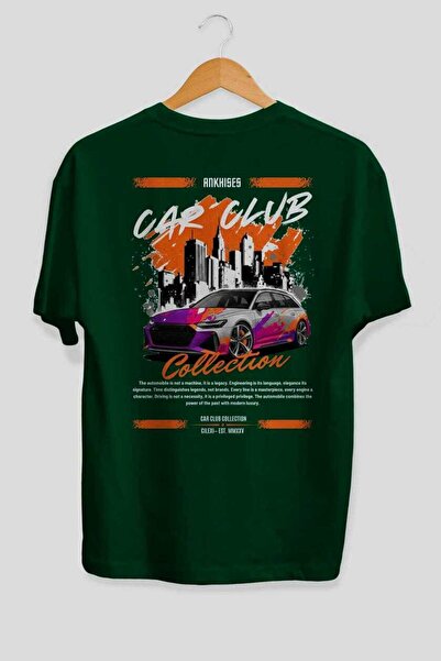 Ankhises Auto klub serija 1, zadnji Štampano zeleni Oversize kroj T-shirt 100...