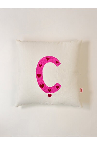 Galia Tasarım Valentine's Day Special Letter C Heart Decorative Pillowcase