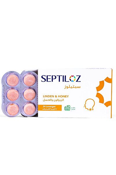 Septiloz معينات بنكهة الزيزفون والعسل خالية من السكر - مهدئة لطيفة - 24 معينة