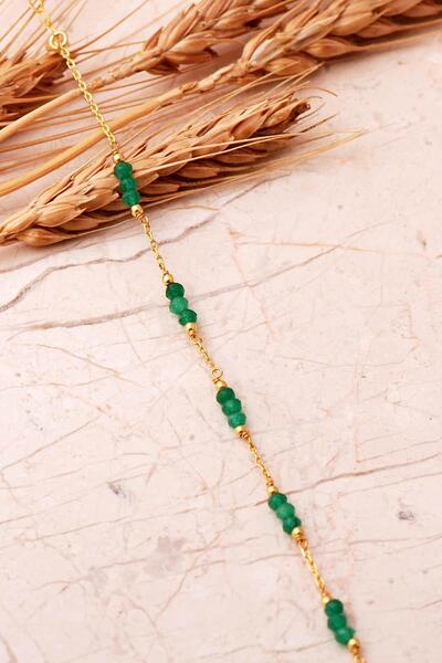 Sümer Telkari Dizgi Taşlı Altın Yaldızlı 925 Ayar Gümüş Bileklik 4864