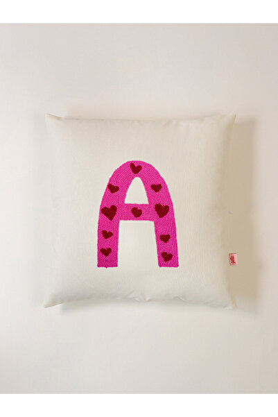 Galia Tasarım Valentine's Day Special Letter a Decorative Pillowcase with Heart