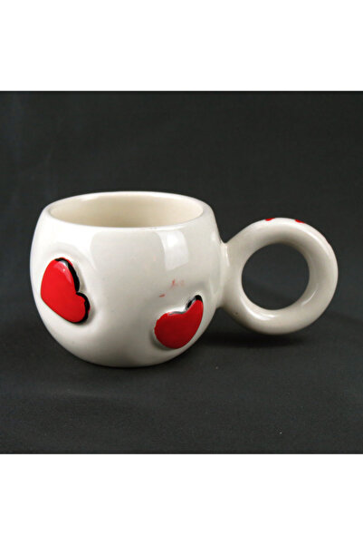 Özel Birşey Kalpli El Yapımı Seramik Fincan – 150 ml