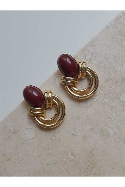 8atelier أقراط ذات مظهر عتيق مع تفاصيل من الحجر الأحمر الداكن