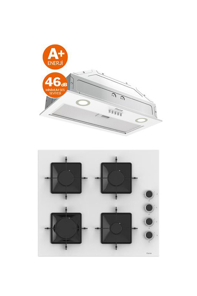 Ferre MEGA PLUS SERİSİ 2'Lİ CAM ANKASTRE SET OCAK + GÖMME ASPİRATÖR (SS206-D0...