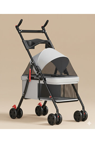 Tasma Market Katlanabilir Evcil Hayvan Arabası - 360° Döner Tekerlekli Kedi K...