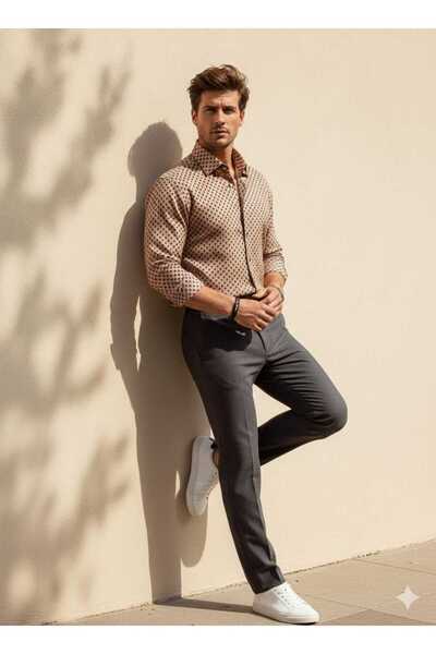 Louis Fabel Tiny Pattern Long Sleeve Men's Shirt