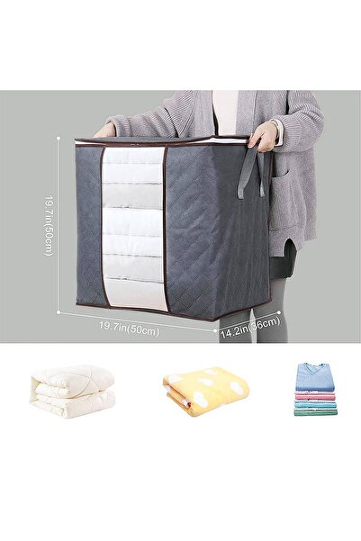 Thirty Three Design Foldable storage box, vertical, gray, textile, with windo...