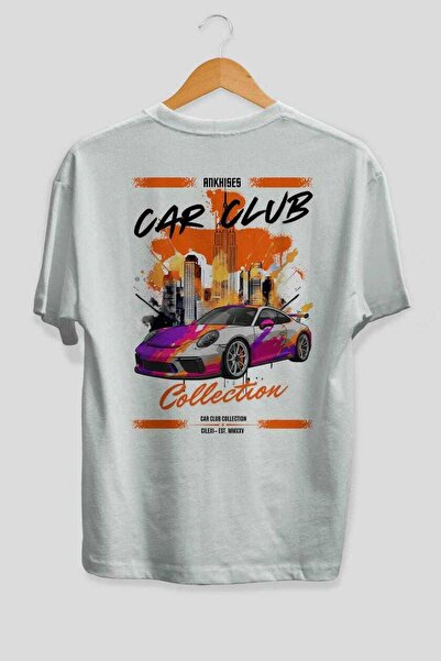 Ankhises Car Club Series 25 Бяла тениска с голям размер и печат на гърба 100%...